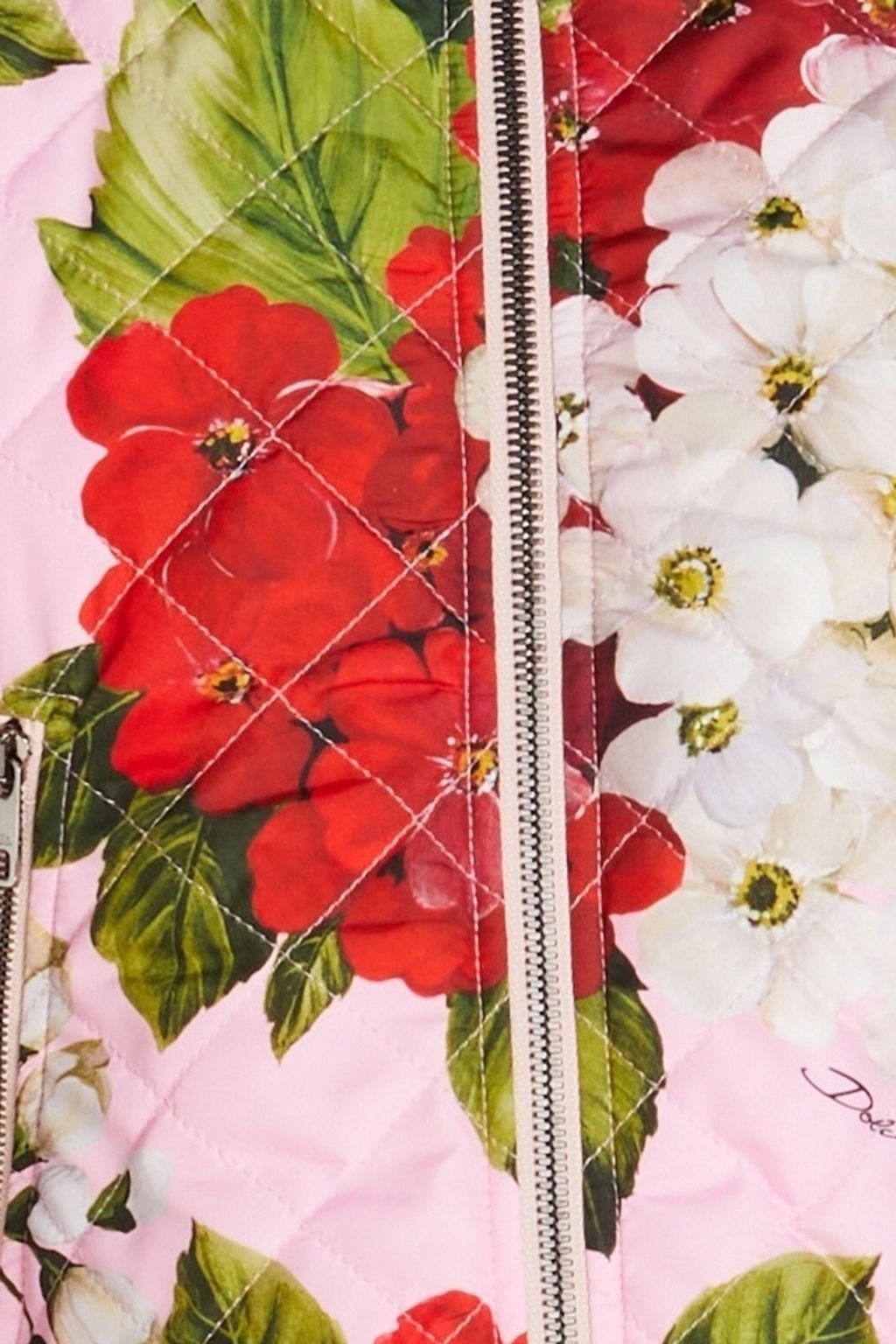 DOLCE&GABBANA Cropped quilted floral-print shell jacket