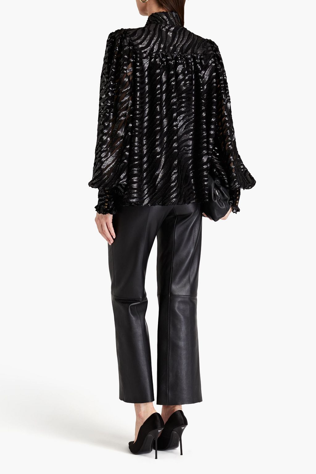 BALMAIN Metallic devoré-chiffon blouse