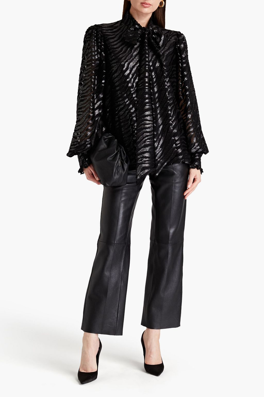 BALMAIN Metallic devoré-chiffon blouse