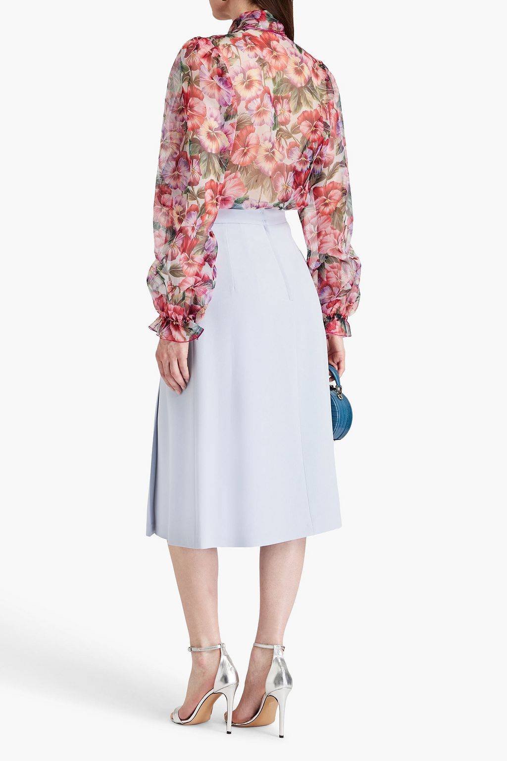 DOLCE&GABBANA Gathered floral-print silk-organza blouse