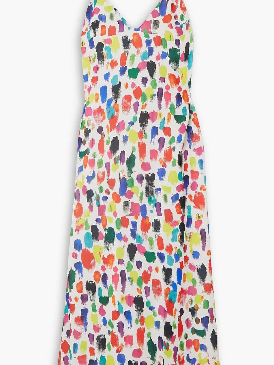 printed crepe midi dress