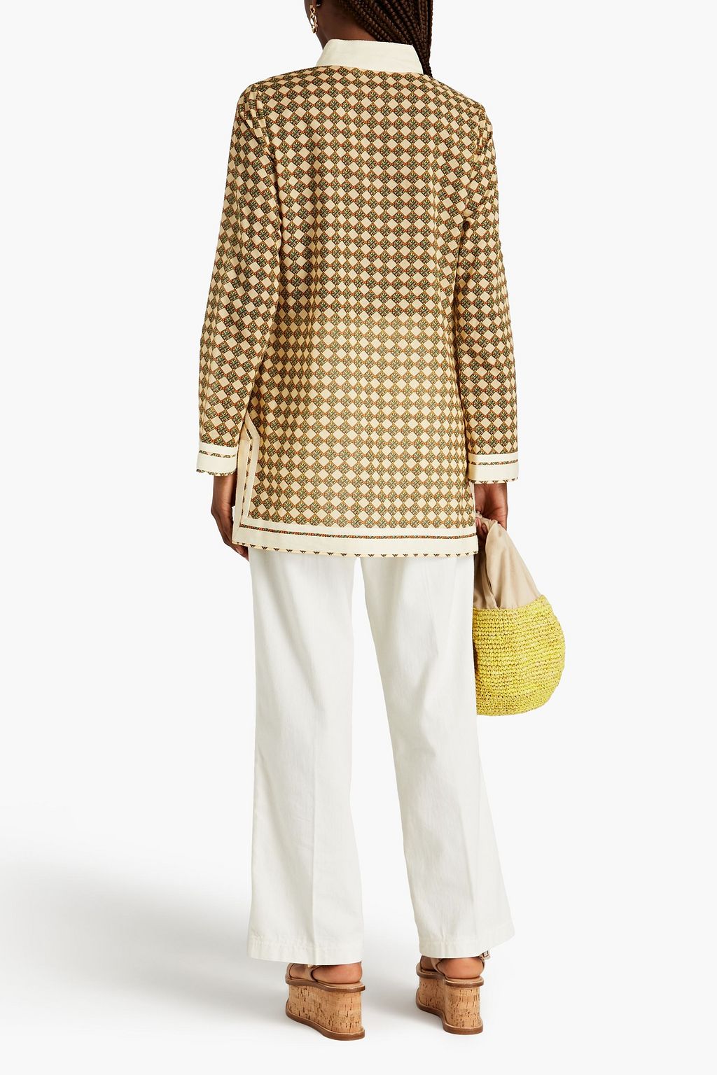 TORY BURCH تونيك مصنوع من قطن فوال ومزين بطبعات