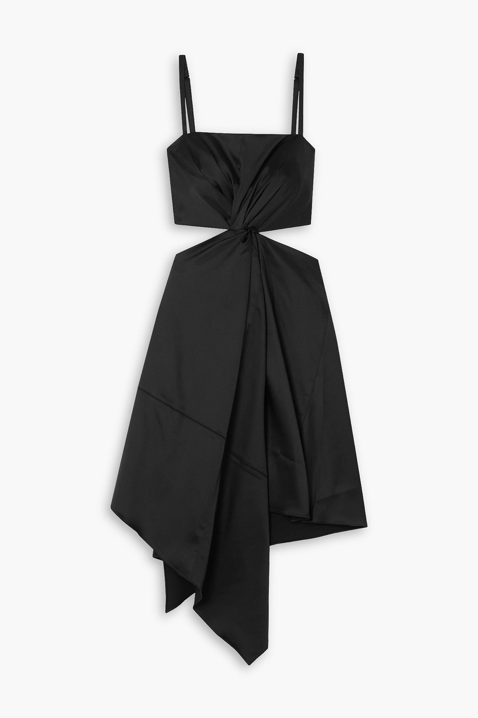 jw anderson cut out dress Jw Anderson Asymmetric Twist-front Cutout Satin Dress In Black
