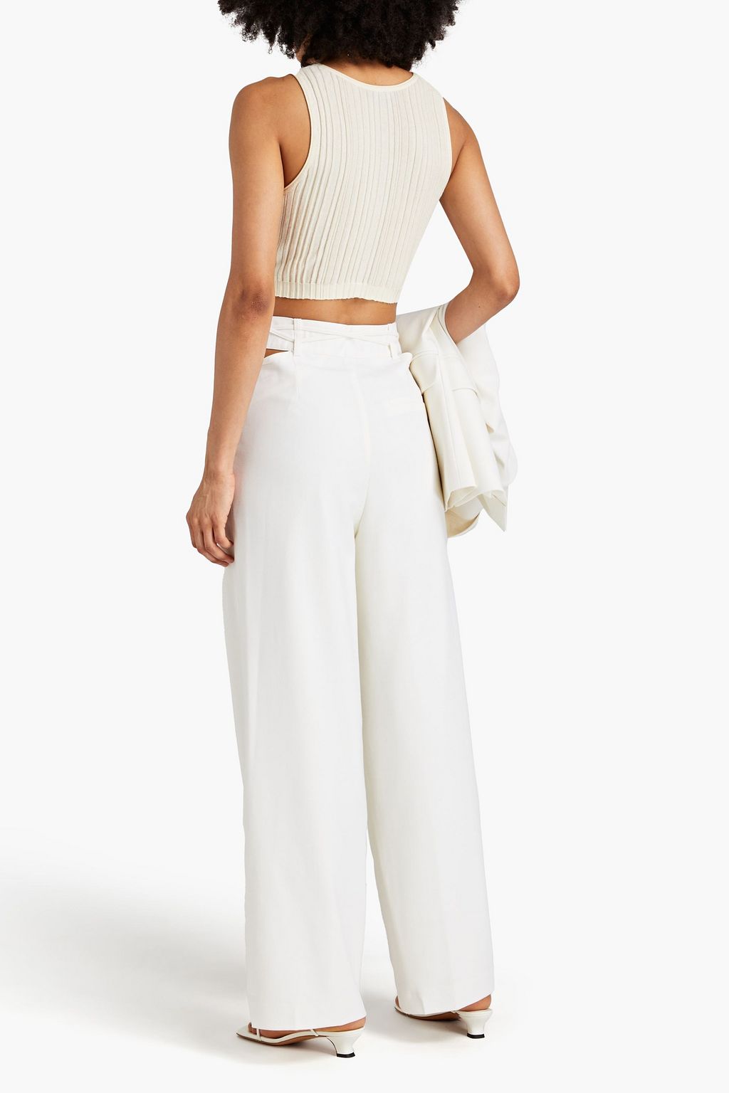 LOULOU STUDIO Joli cutout wool-blend twill wide-leg pants | THE OUTNET