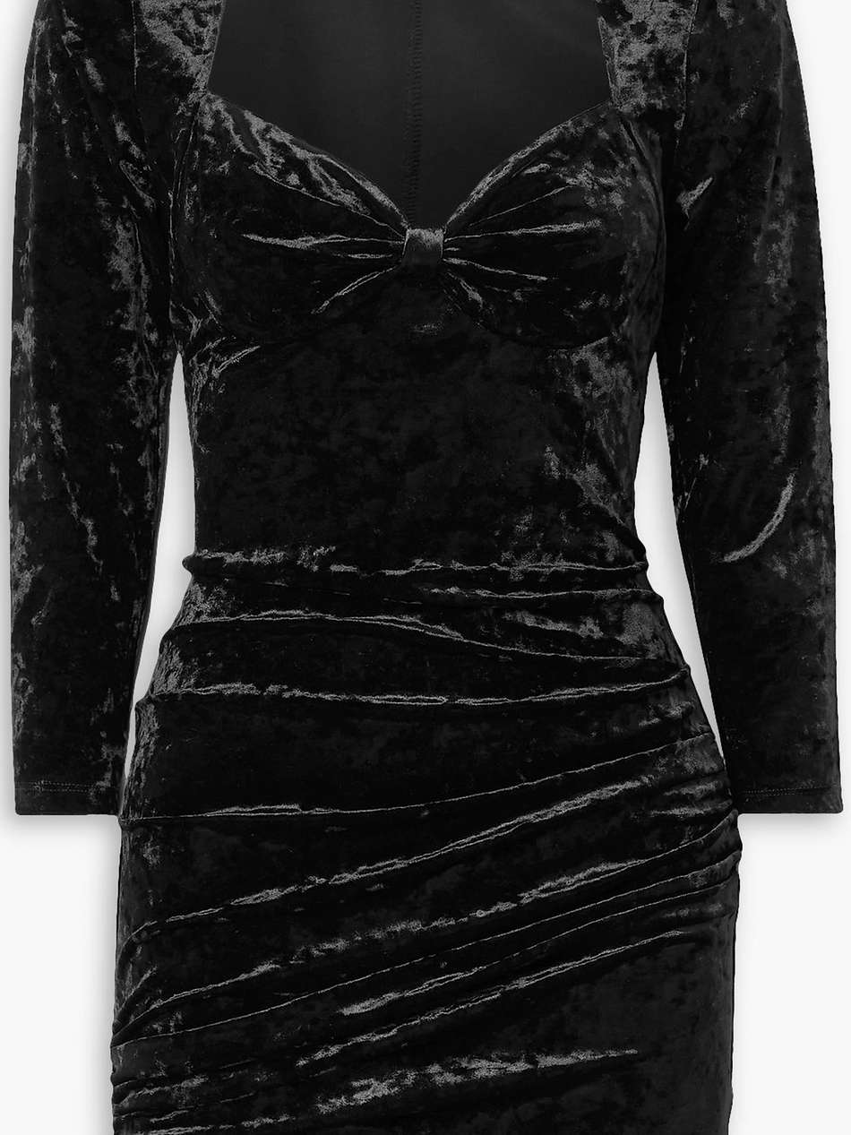 goji ruched stretch-velvet mini dress