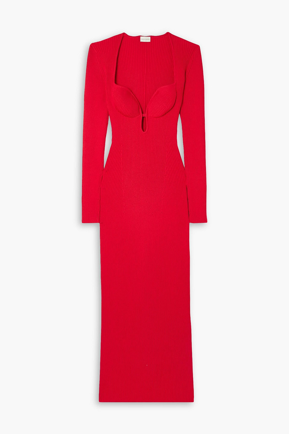 Shop Magda Butrym Cutout Ribbed-knit Maxi Dress In Red