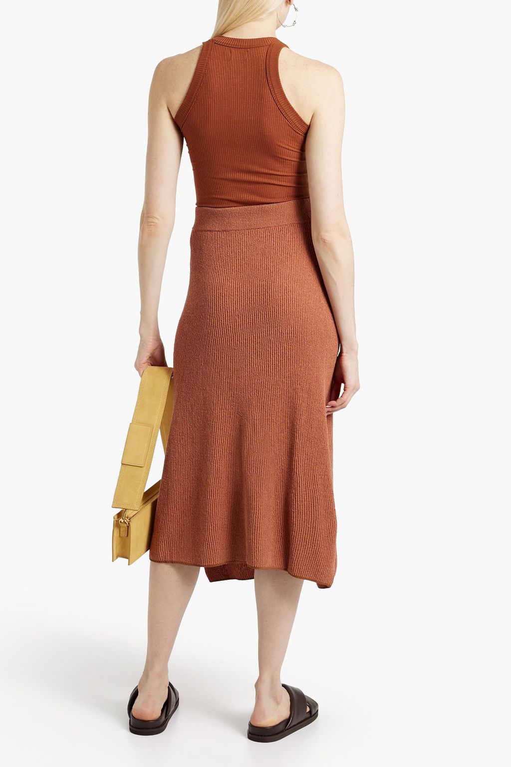 RAG & BONE Soleil ribbed cotton-blend midi skirt