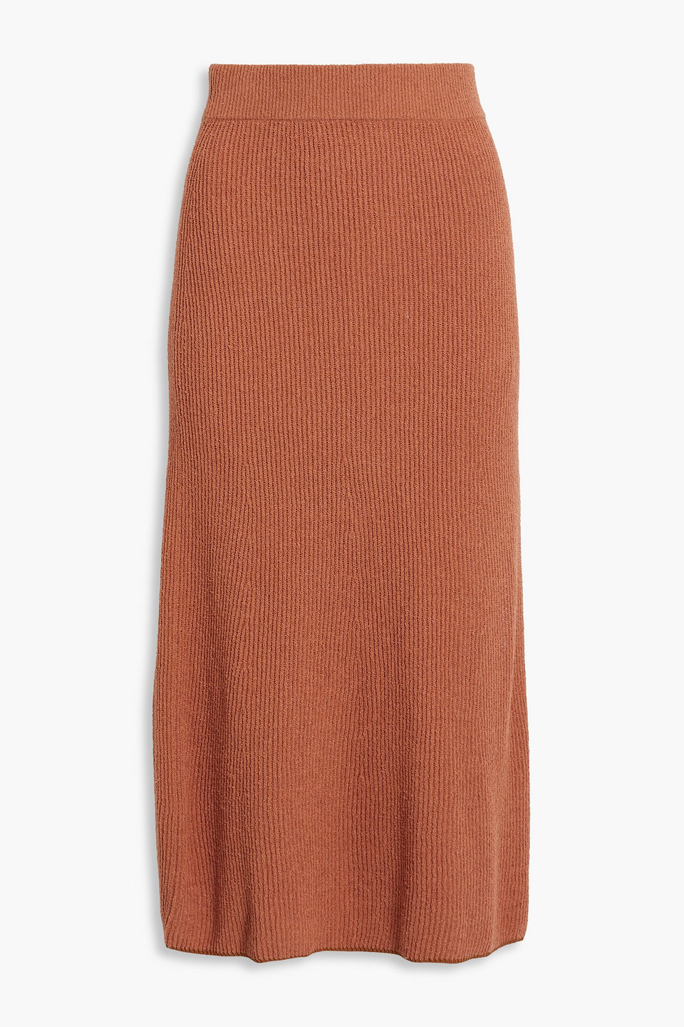 Rag & Bone Ribbed Cotton-blend Midi Skirt In Brown