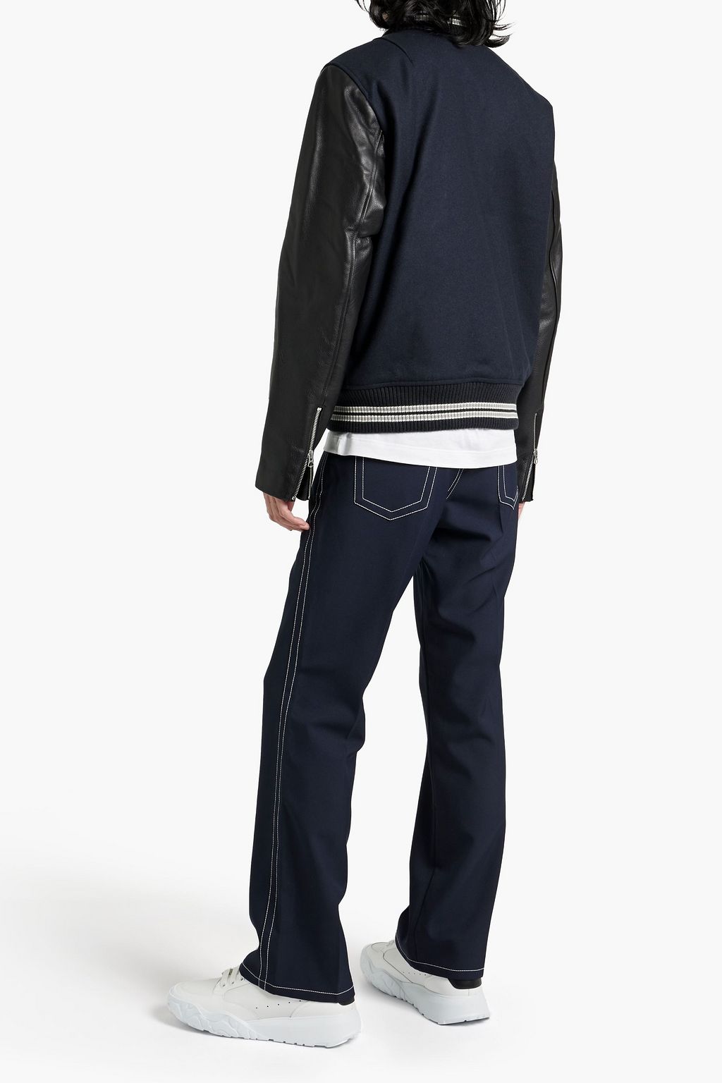 RAG & BONE Varsity leather-paneled wool-blend felt jacket