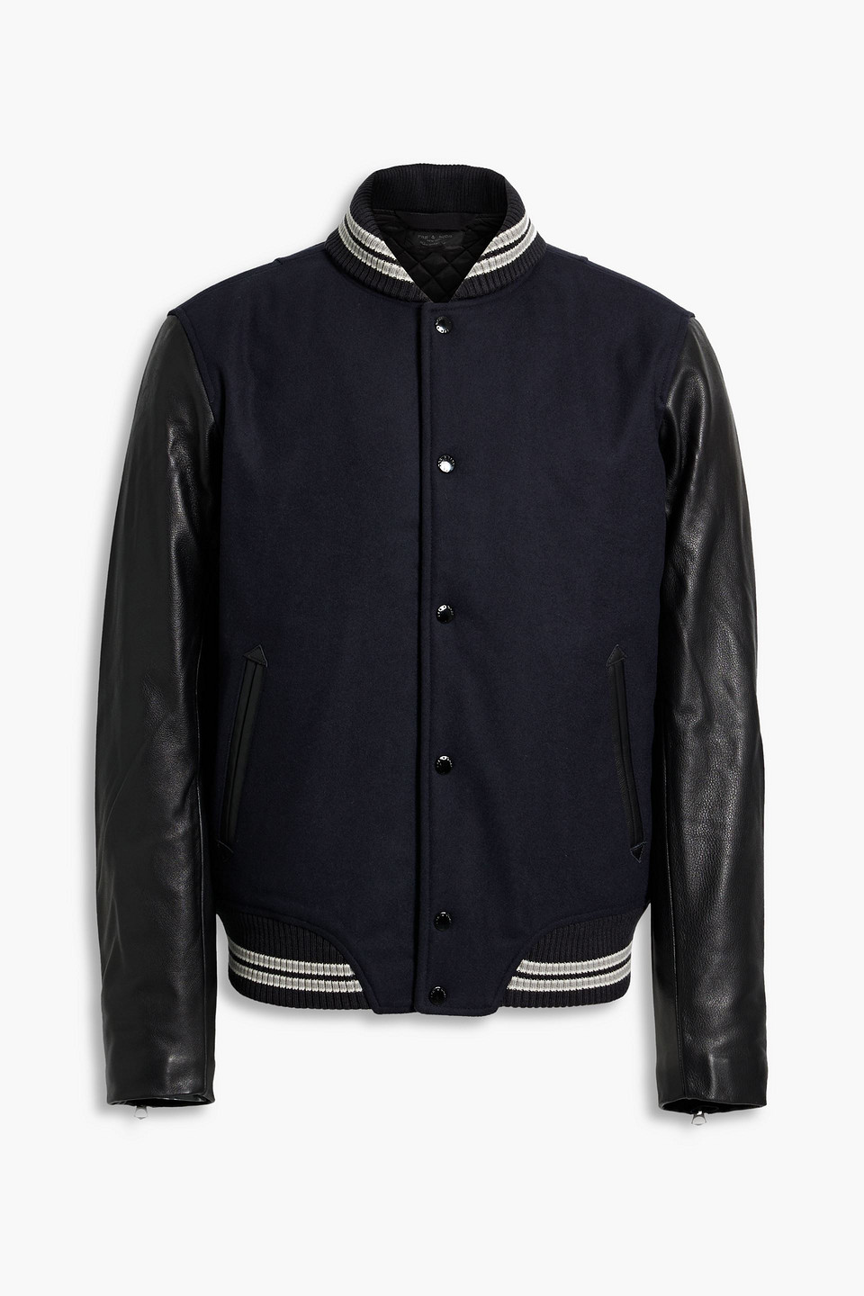 Varsity leather-paneled wool-blend felt jacket