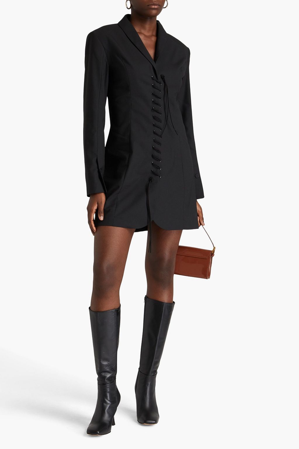 HOLZWEILER Faya lace-up crepe mini dress