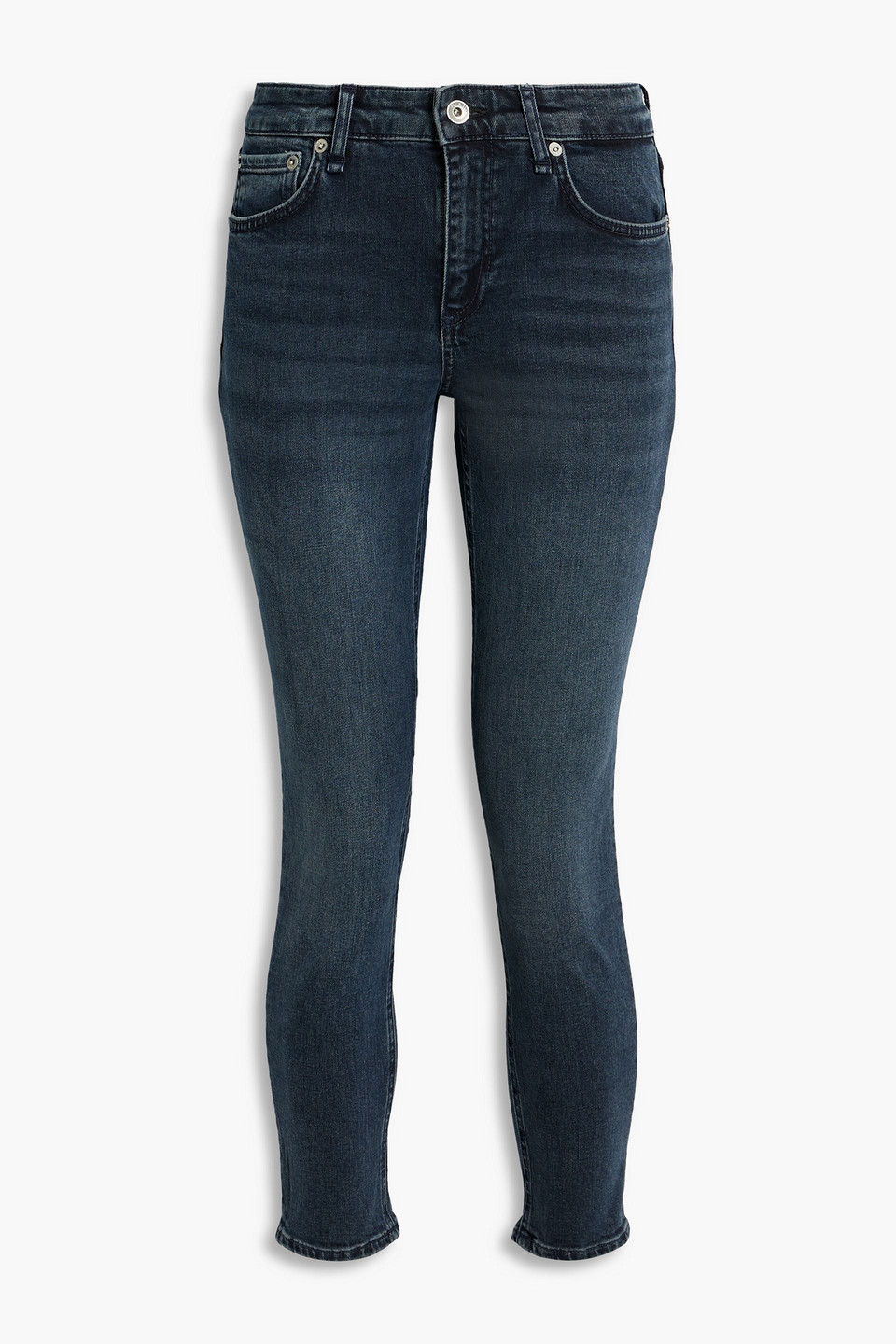 Rag & Bone Cate Faded Mid-rise Skinny Jeans In Dark Denim