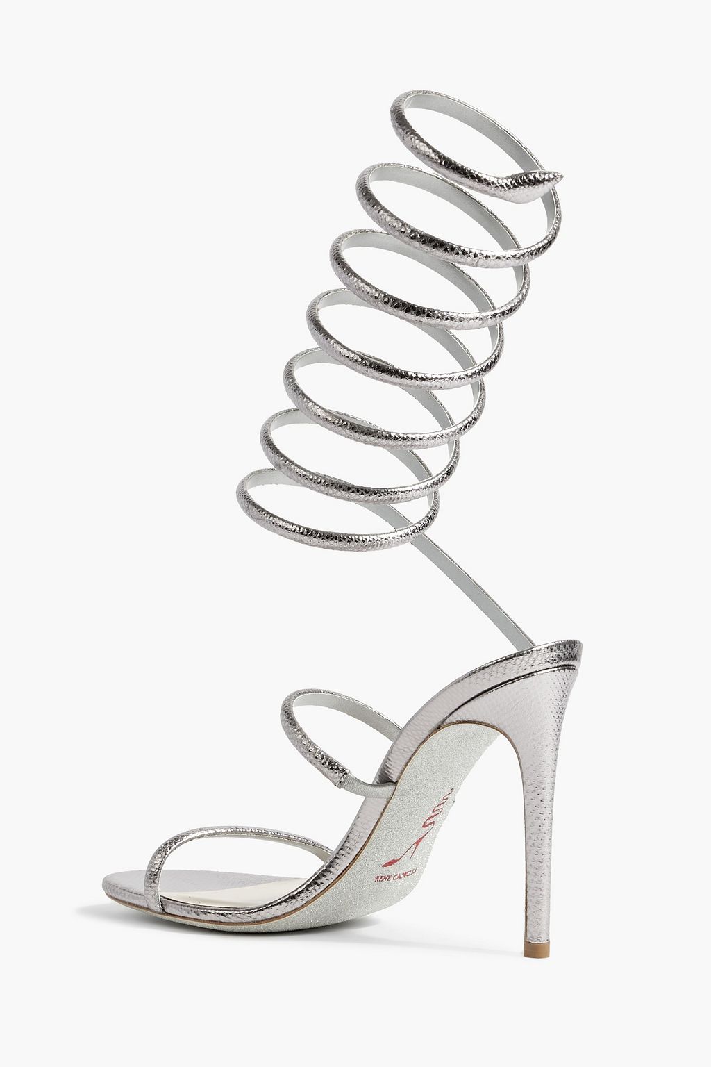 RENE' CAOVILLA Metallic lizard-effect leather sandals