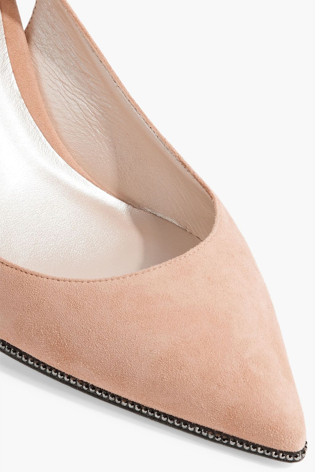 RENE' CAOVILLA Grace crystal-embellished suede slingback pumps