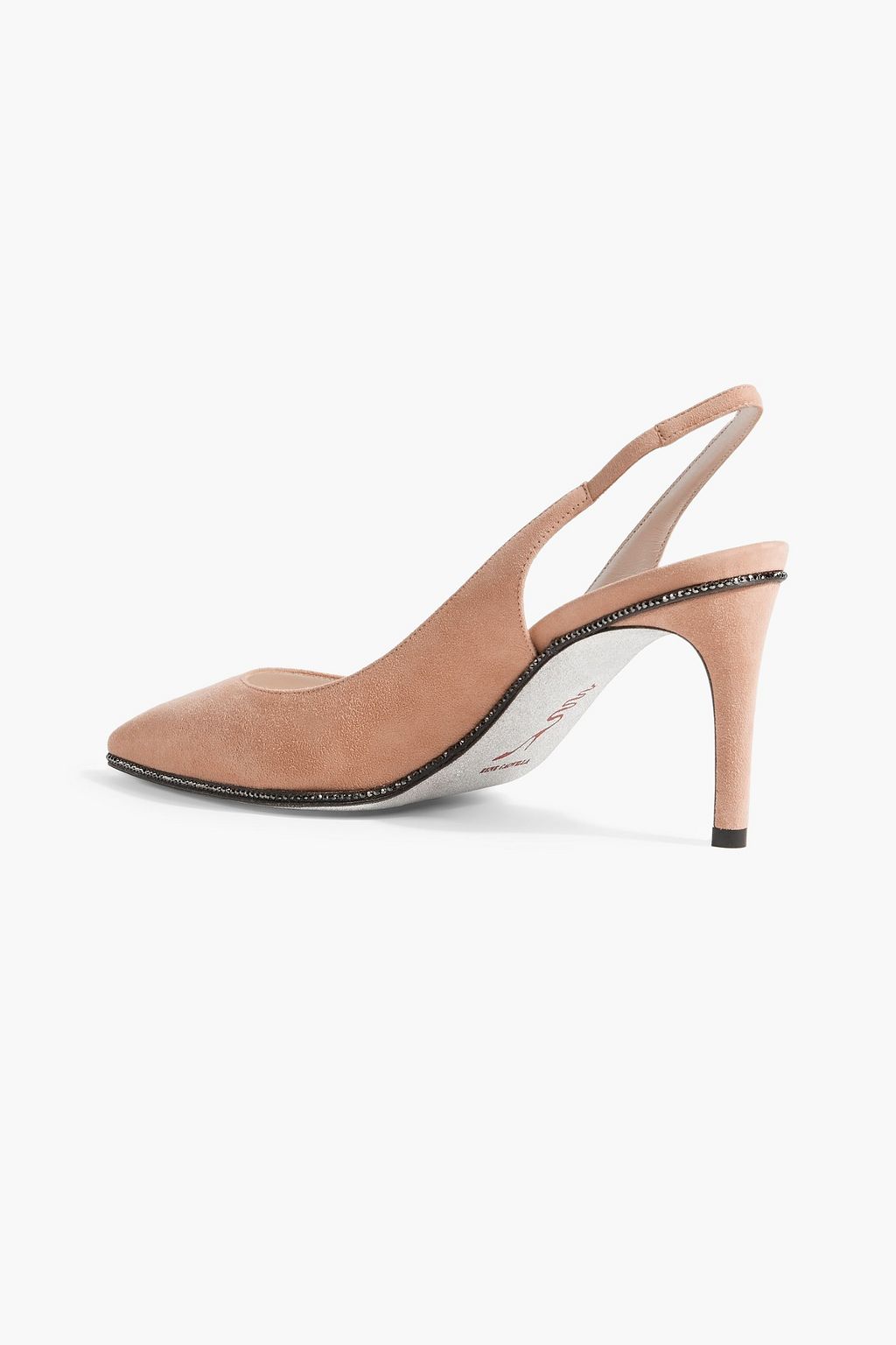 RENE' CAOVILLA Grace crystal-embellished suede slingback pumps