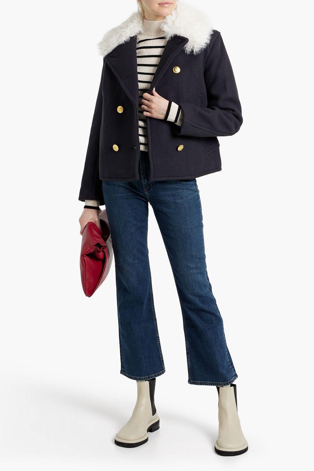 RAG & BONE Alfie doppelreihiger Mantel aus Filz aus einer Wollmischung