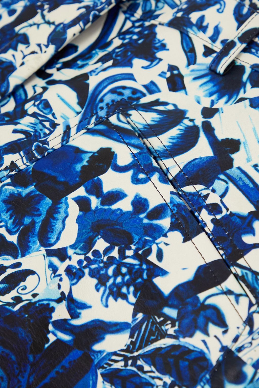 DRIES VAN NOTEN Floral-print leather tapered pants