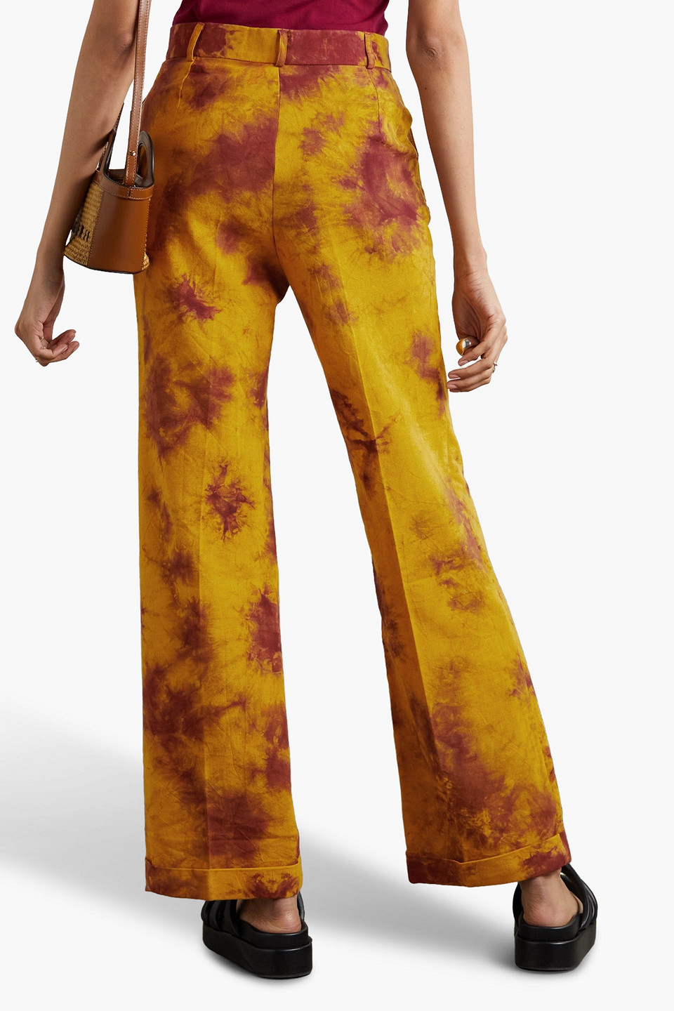 Shop Lukhanyo Mdingi Vanguard Tie-dyed Cotton Wide-leg Pants In Marigold