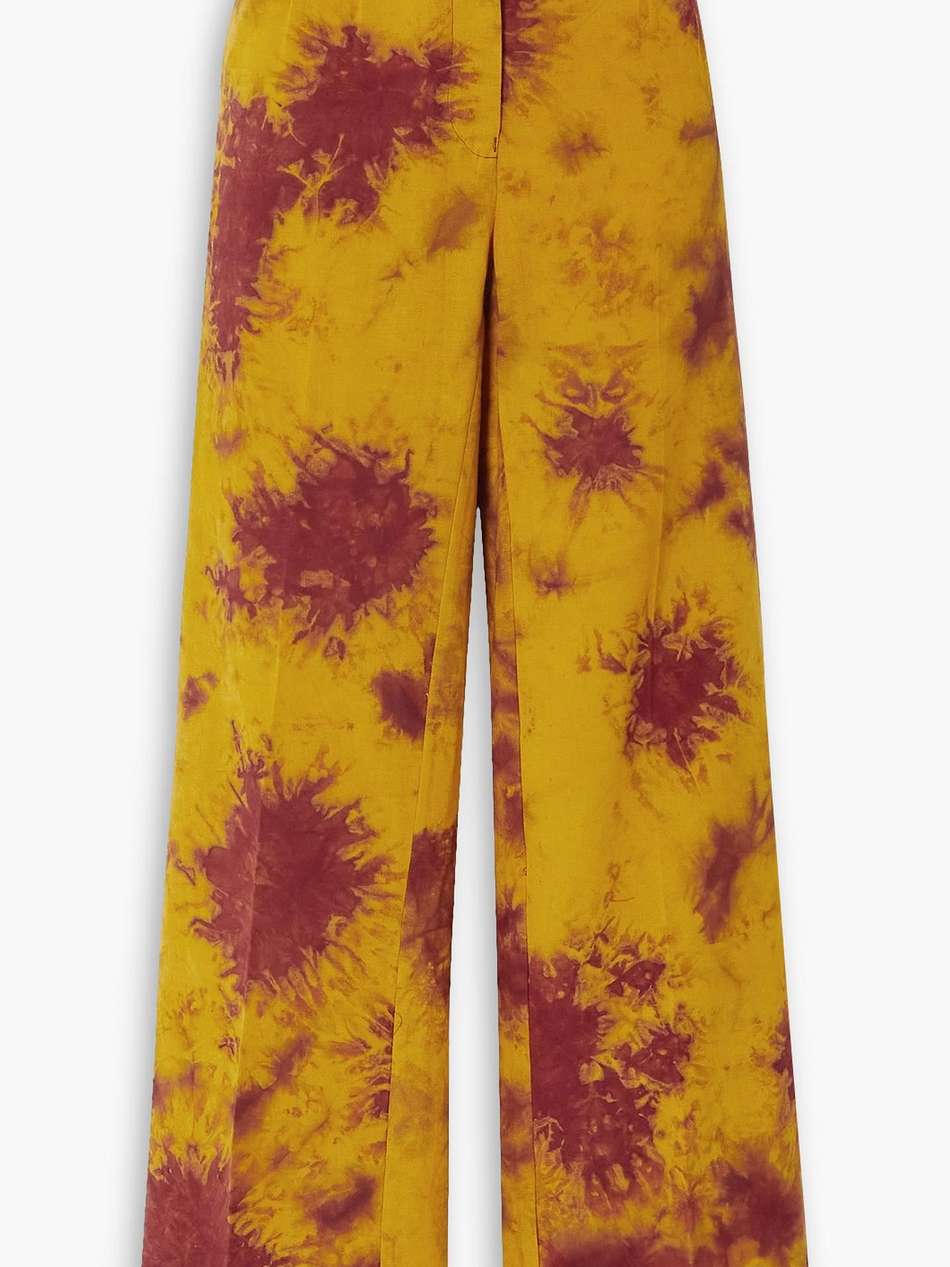 tie-dyed cotton wide-leg pants