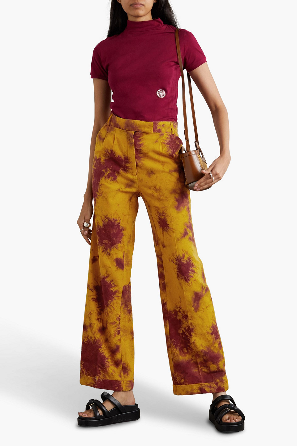 Shop Lukhanyo Mdingi Vanguard Tie-dyed Cotton Wide-leg Pants In Marigold