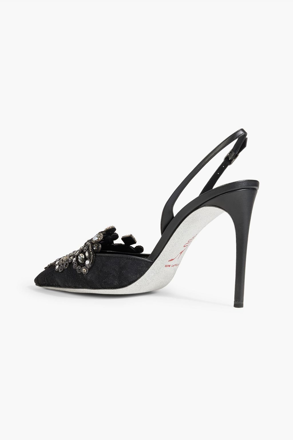 RENE' CAOVILLA Veneziana embellished lace slingback pumps