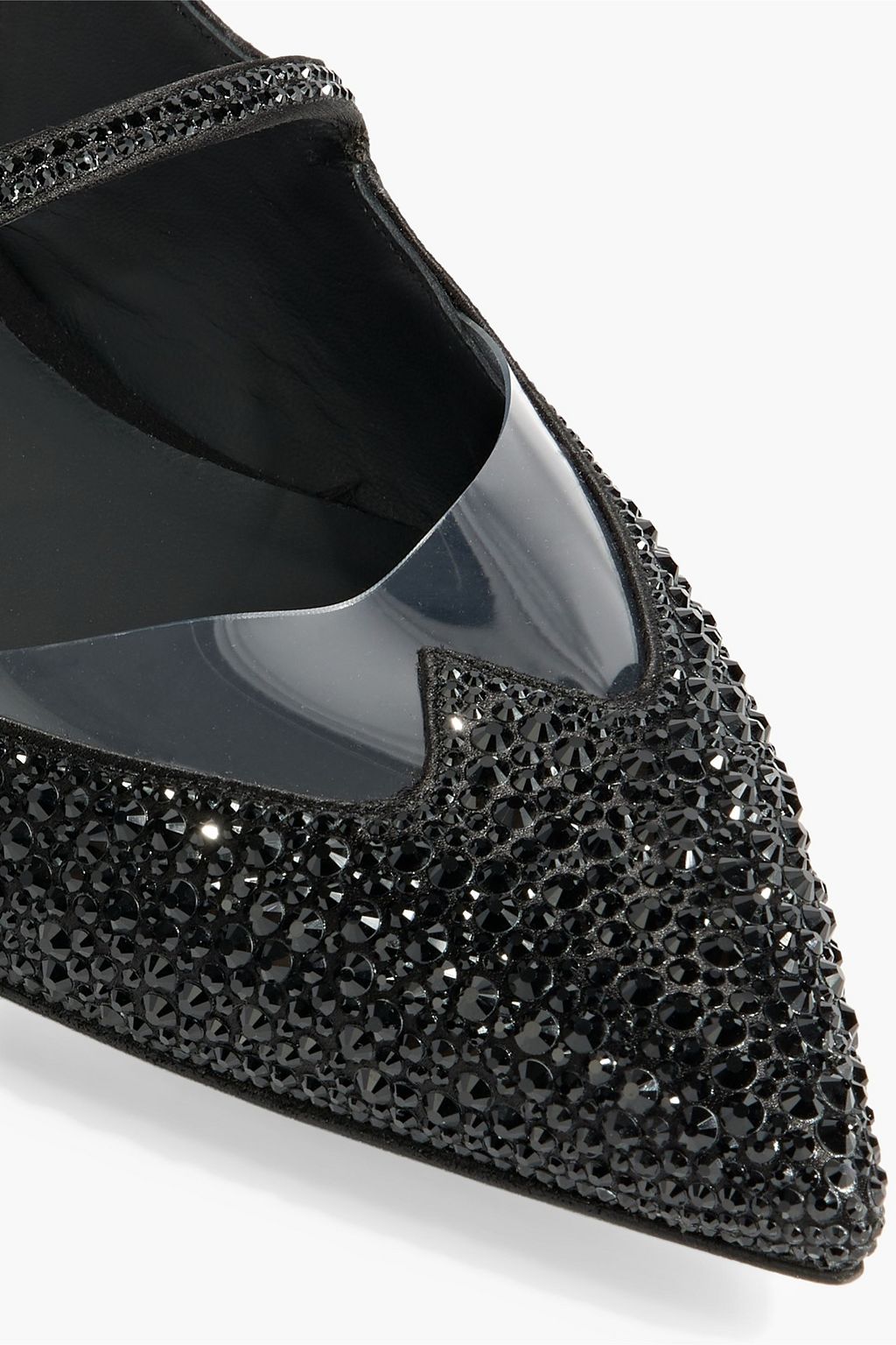 RENE' CAOVILLA Raquel embellished satin slingback point-toe flats
