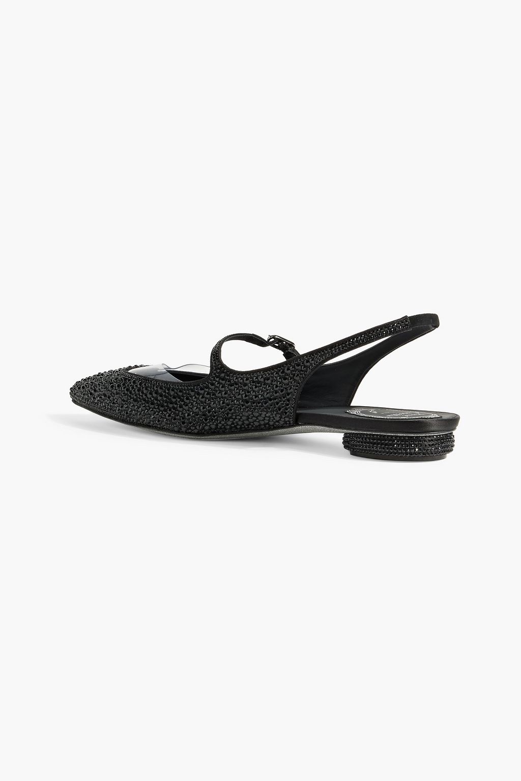 RENE' CAOVILLA Raquel embellished satin slingback point-toe flats