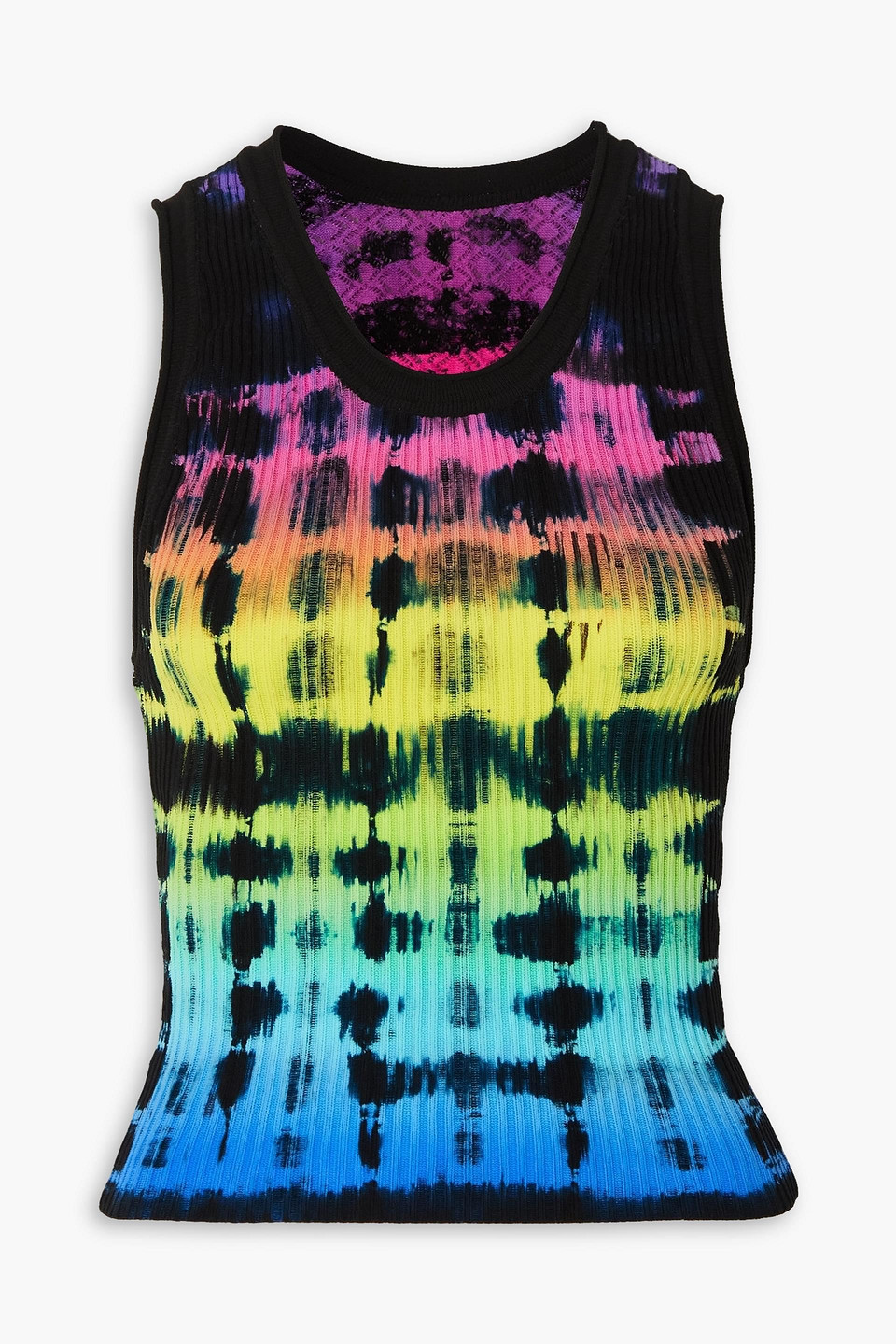 Tie-dye pointelle-knit tank