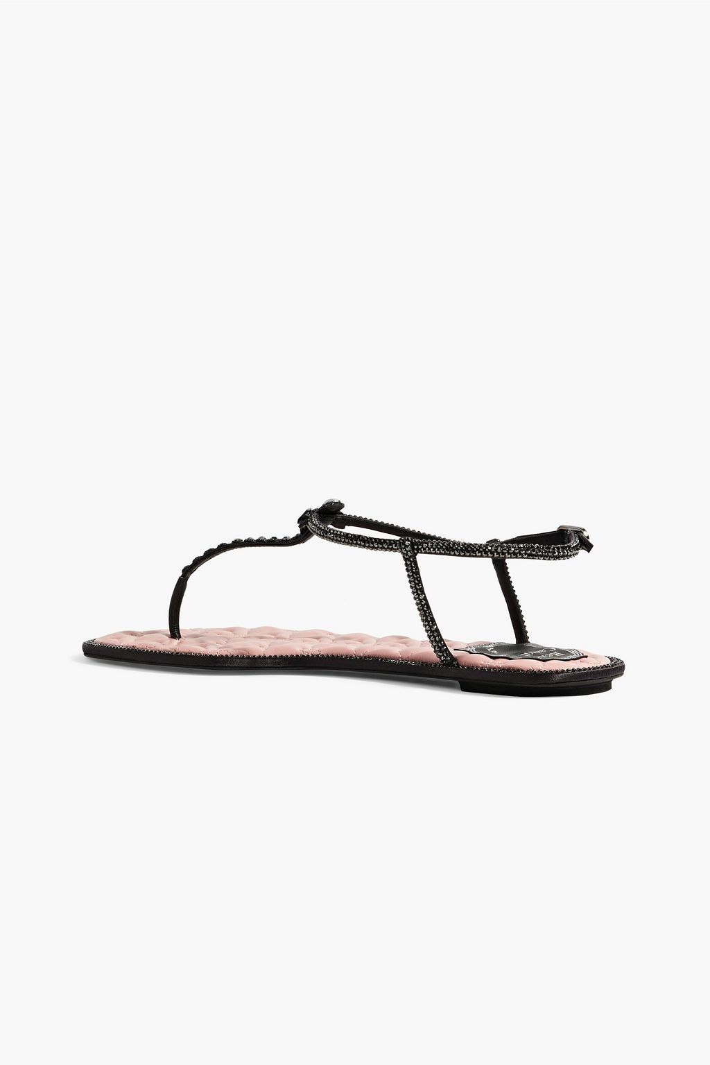RENE' CAOVILLA Diana embellished satin and leather sandals