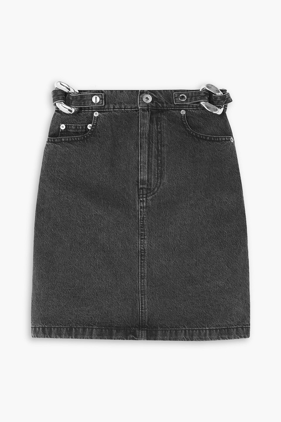 Shop Jw Anderson Chain-embellished Denim Mini Skirt In Black