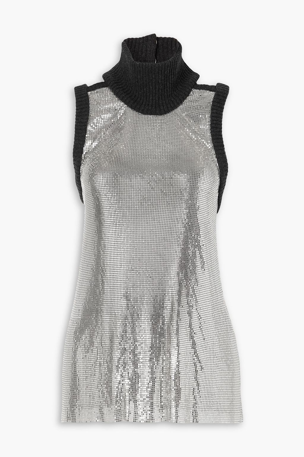 CHRISTOPHER KANE Open-back chainmail-paneled crepe de chine top