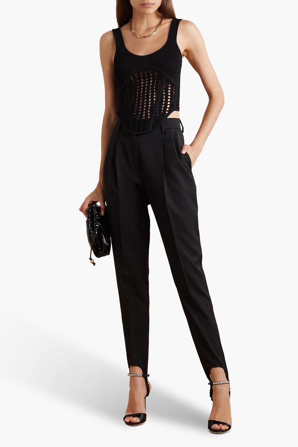 MAGDA BUTRYM Pleated wool tapered stirrup pants