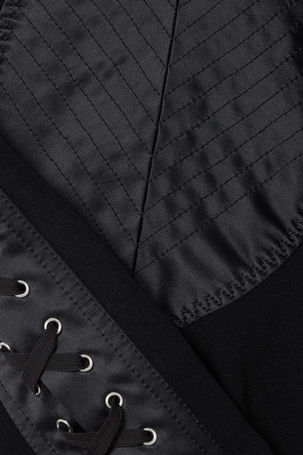 JEAN PAUL GAULTIER 레이스업 디테일 새틴 패널 크레이프 레깅스