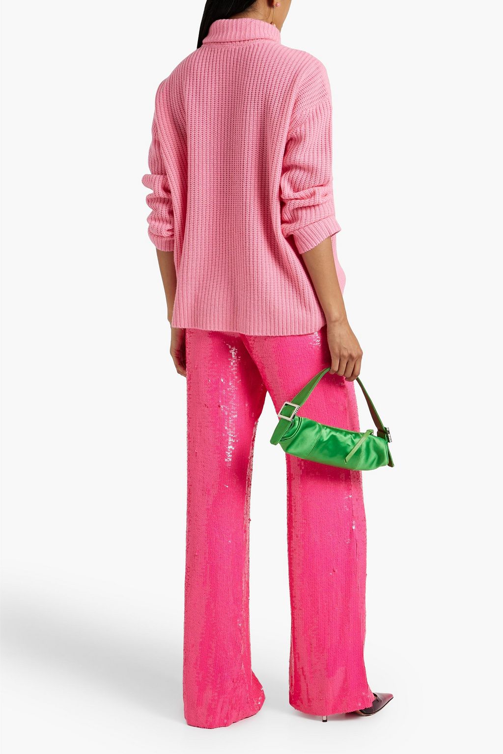 ALICE + OLIVIA シフォン ワイドレッグパンツ スパンコール付き