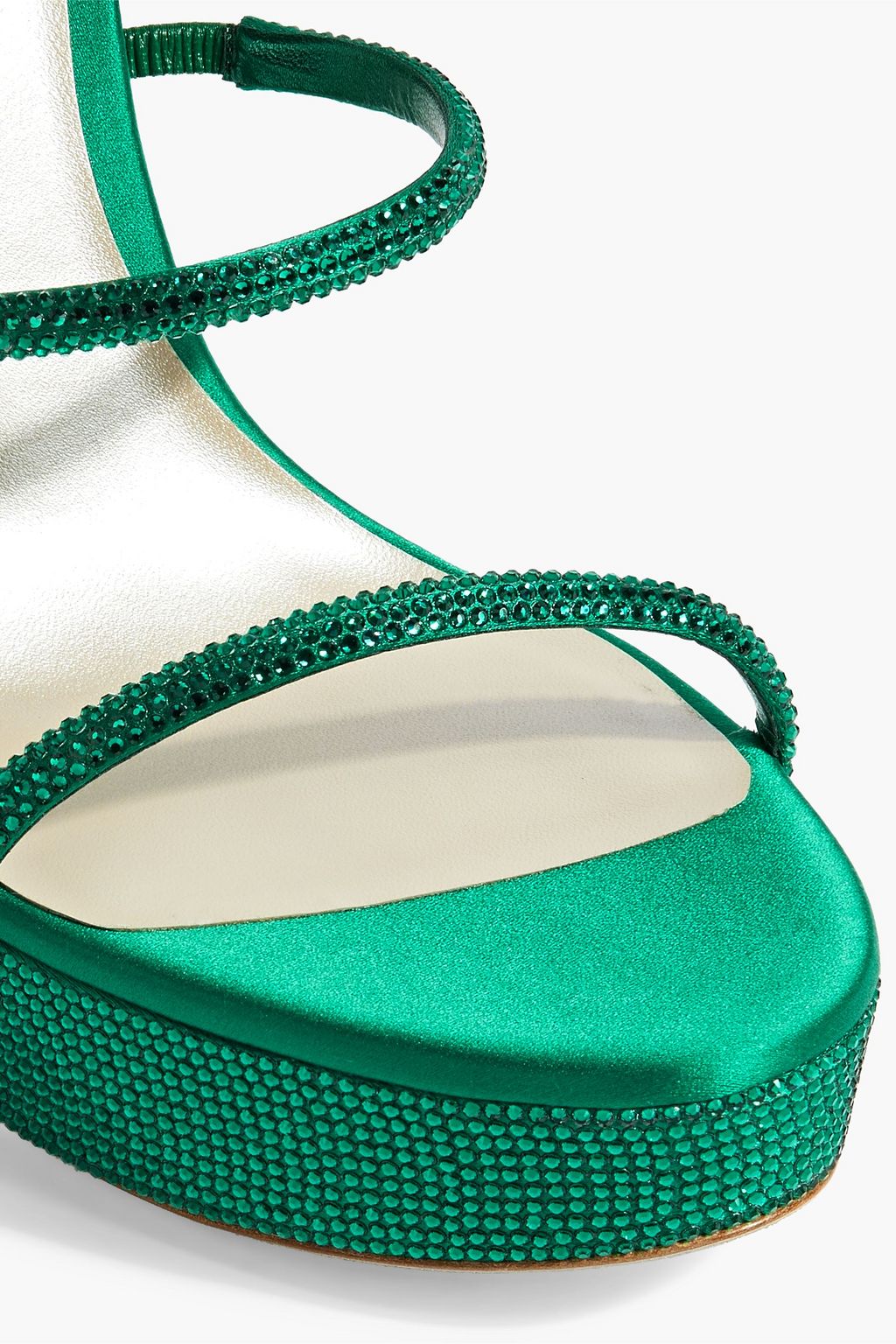 RENE' CAOVILLA Serpiana crystal-embellished satin platform sandals