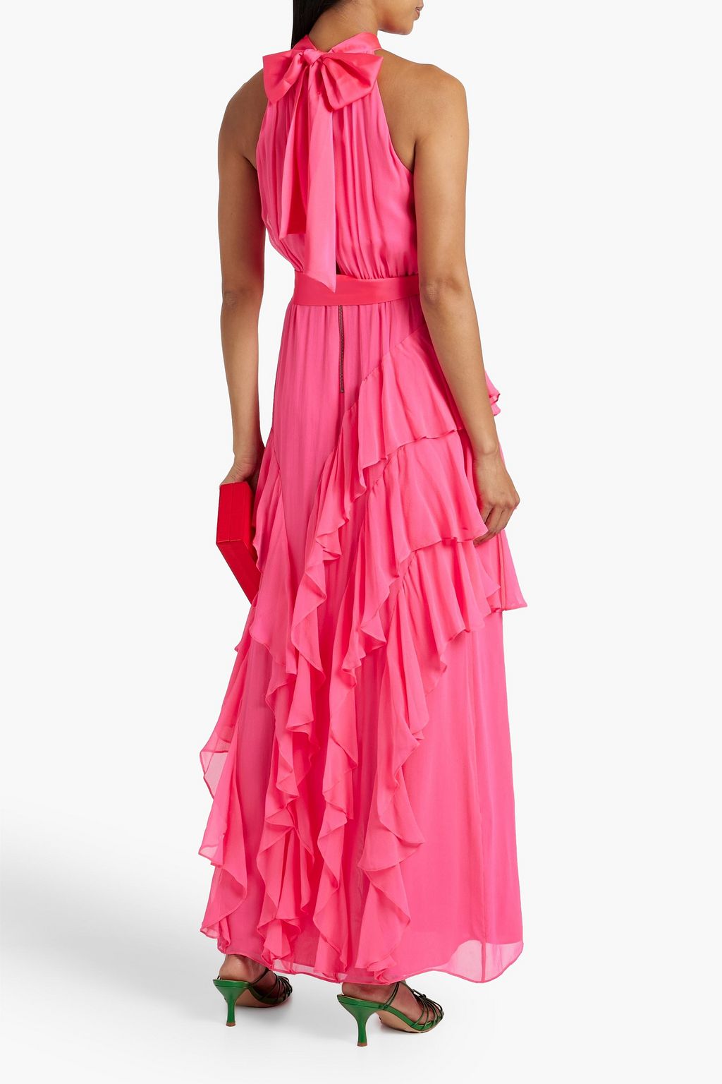 ALICE + OLIVIA Emelia belted ruffled silk-chiffon maxi dress