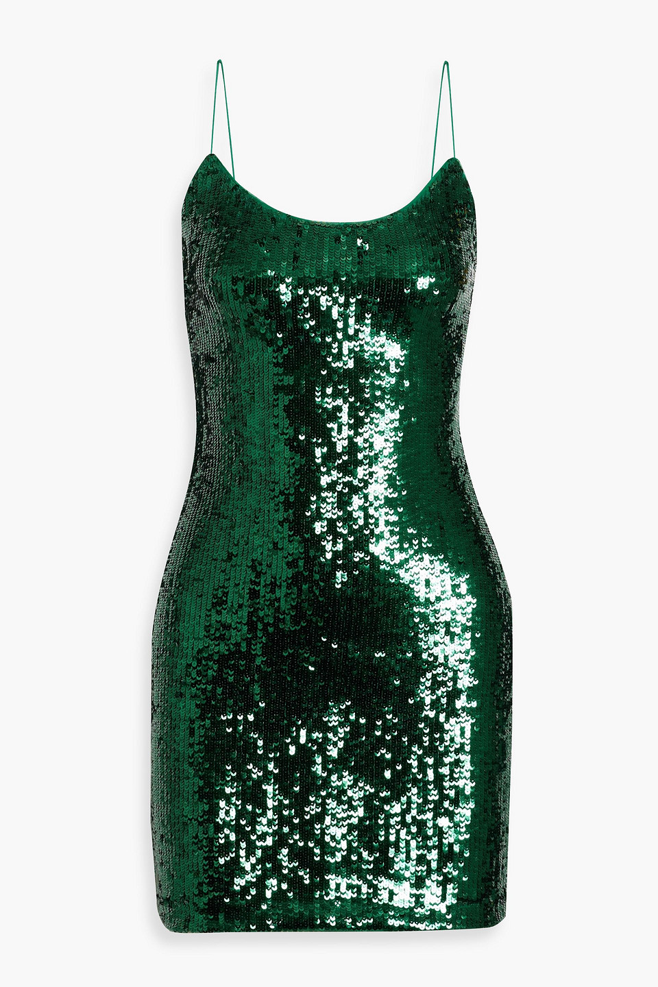 Alice And Olivia Nelle Spaghetti Strap Fitted Mini Dress In Emerald In Emerald