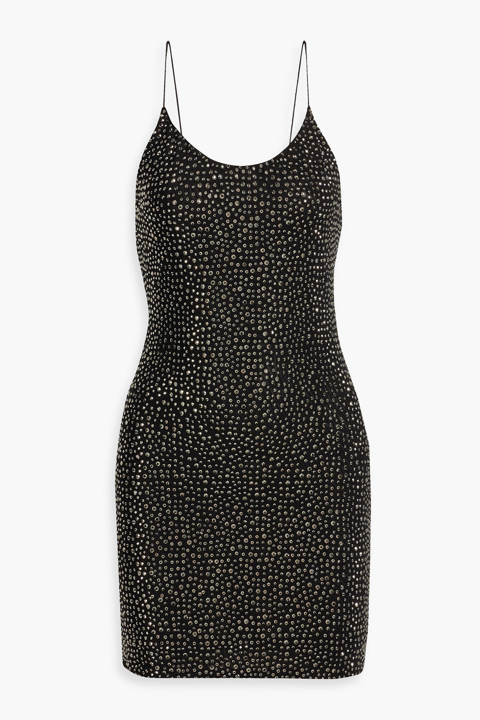 Alice And Olivia Nelle Crystal-embellished Mesh Mini Dress In Black |  ModeSens