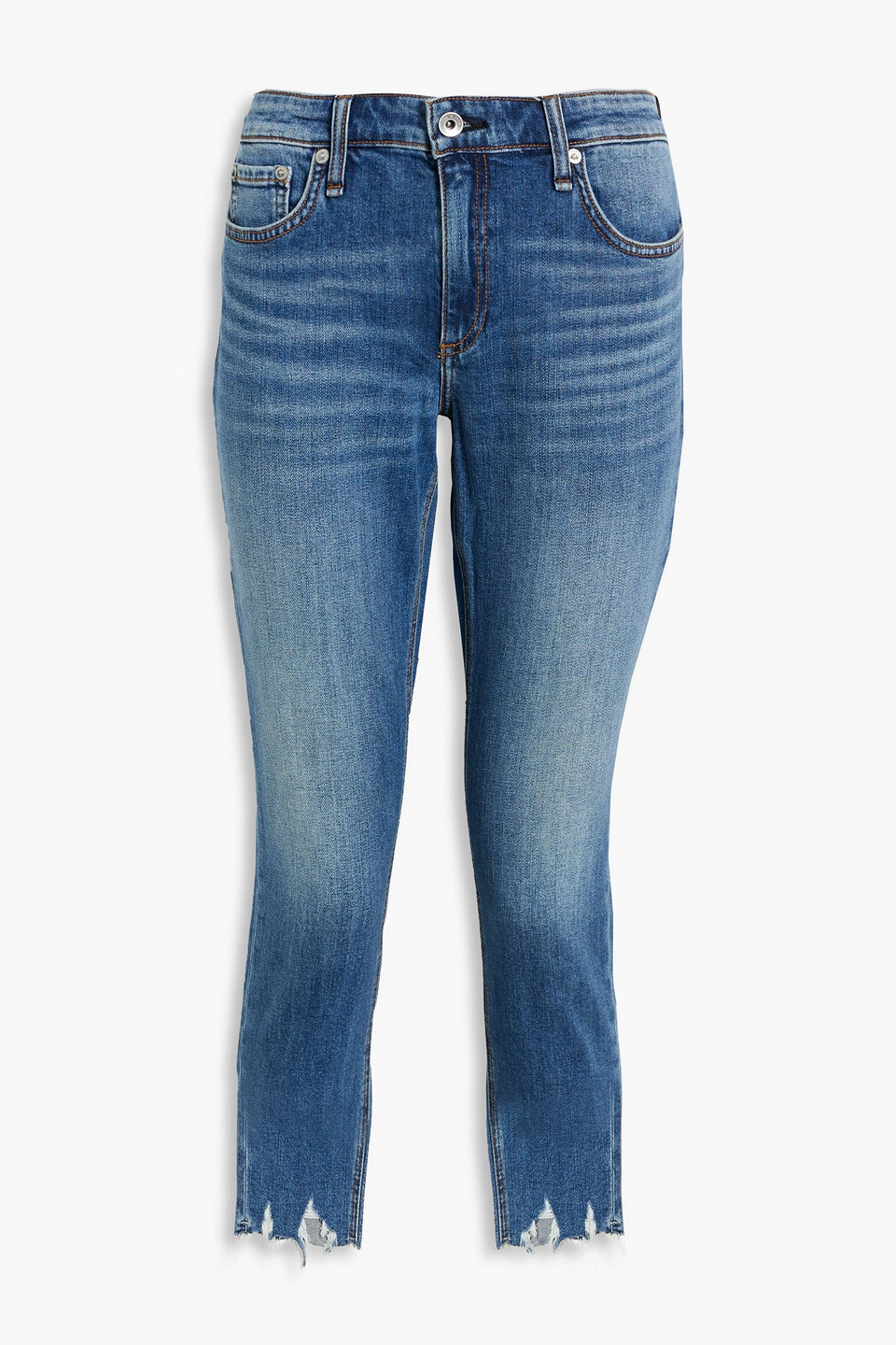 Rag & Bone Cate Cropped Mid-rise Skinny Jeans In Mid Denim