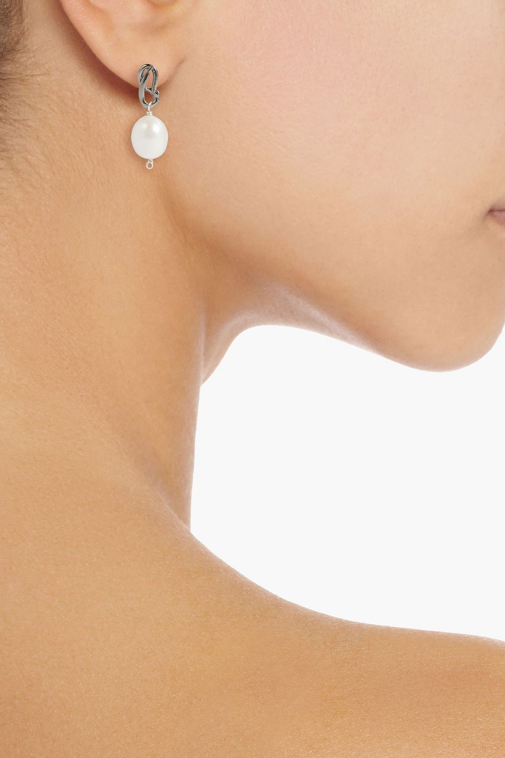 ALIGHIERI Black rhodium-plated sterling silver and freshwater pearl earring