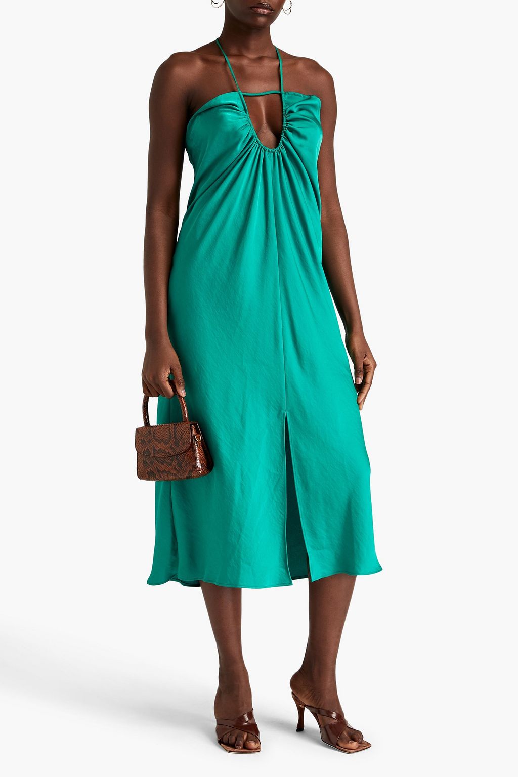 BA&SH Ruched cutout crepe midi dress