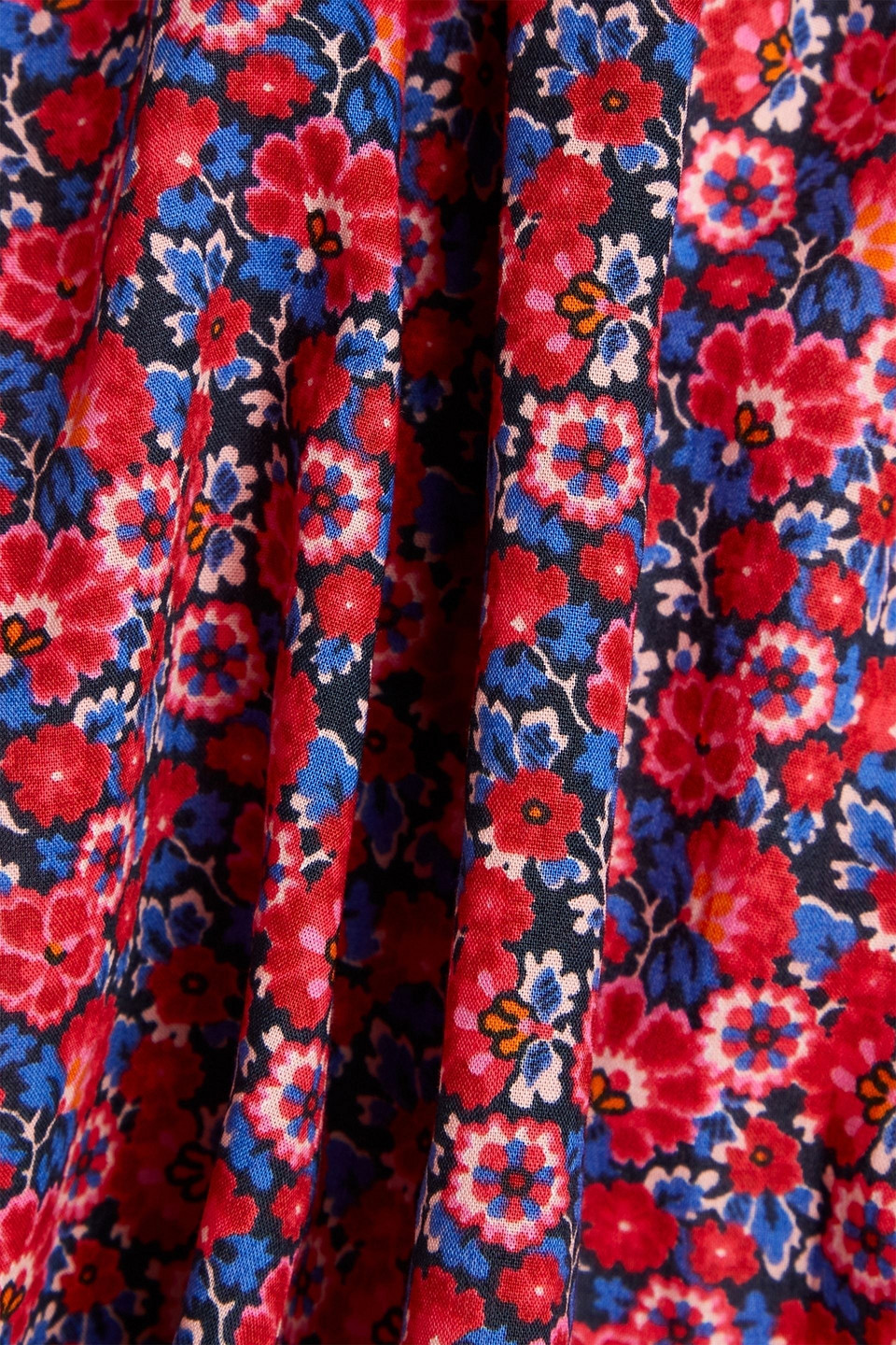 Ba&sh Fustave Off-the-shoulder Floral-print Cotton-poplin Shirt In Crimson