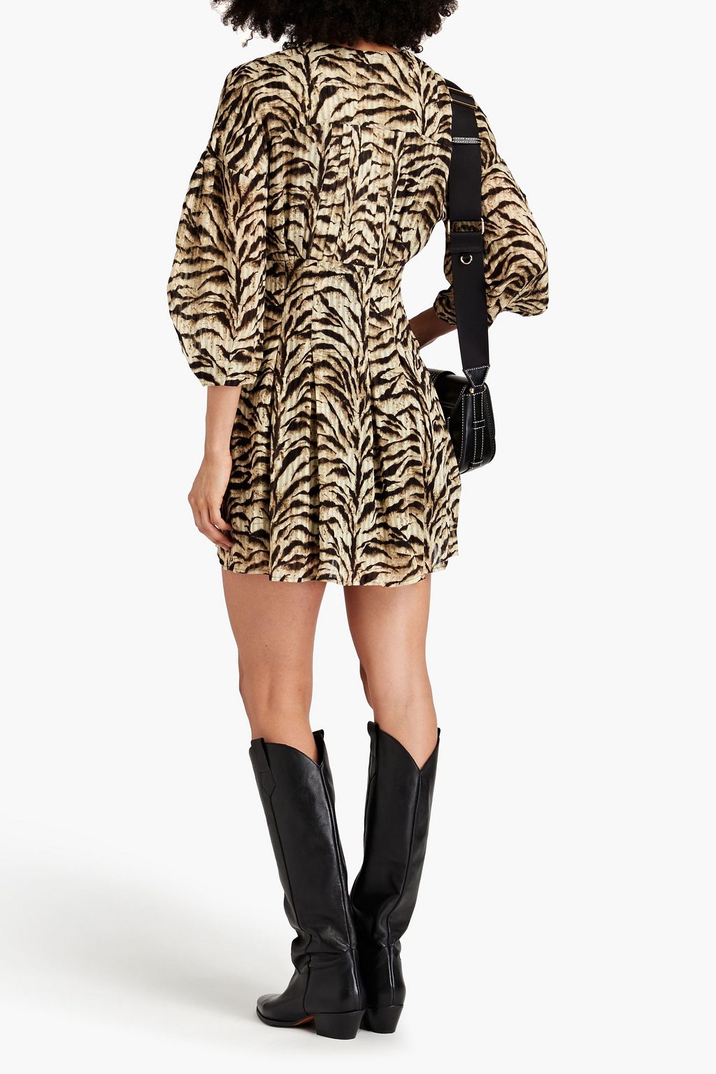 BA&SH Wrap-effect zebra-print fil coupé mini dress