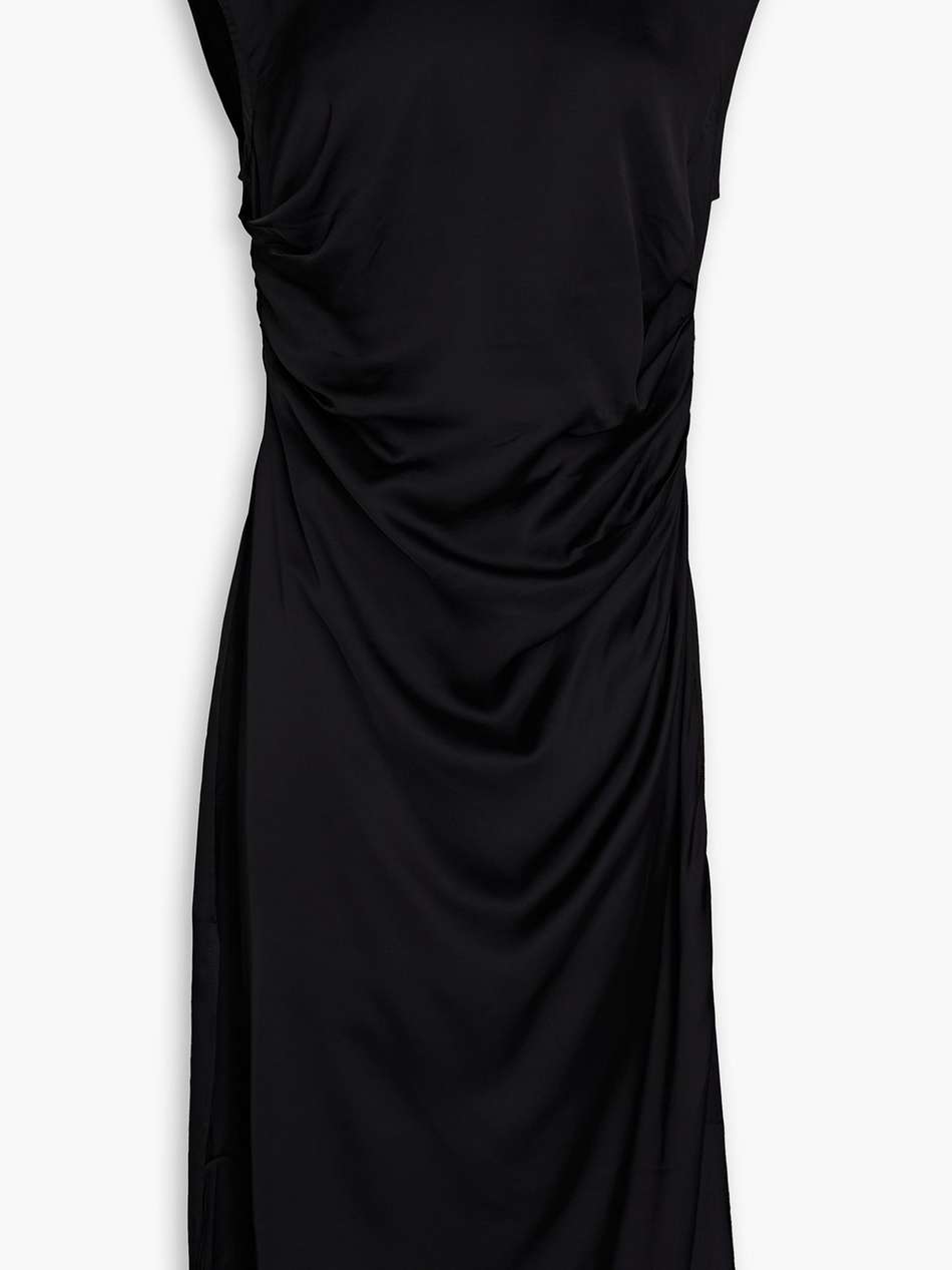 isabell ruched satin midi dress