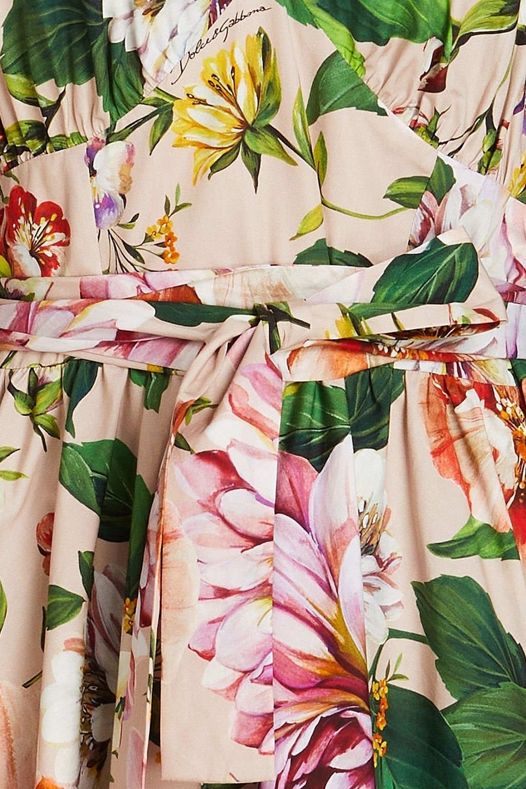 DOLCE&GABBANA Gathered floral-print cotton midi dress