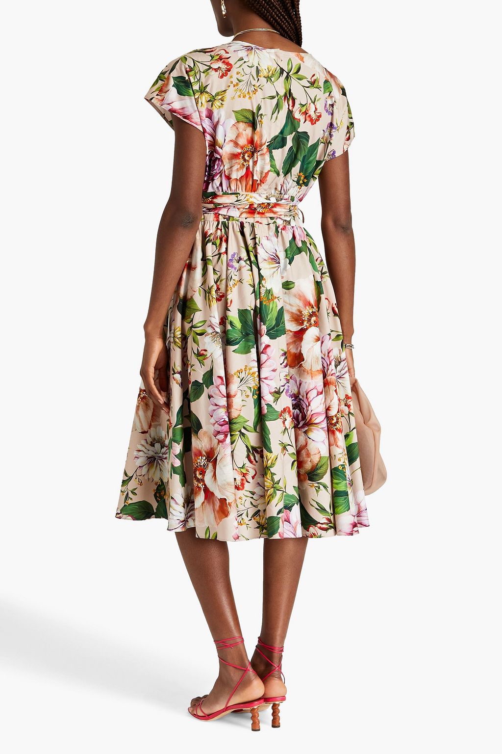 DOLCE&GABBANA Gathered floral-print cotton midi dress