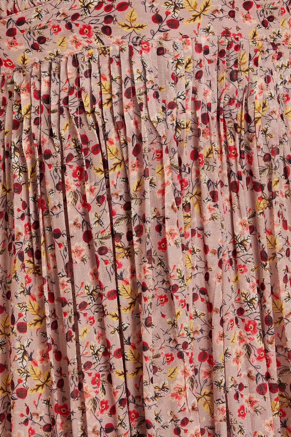 BA&SH Madison pleated floral-print georgette maxi dress