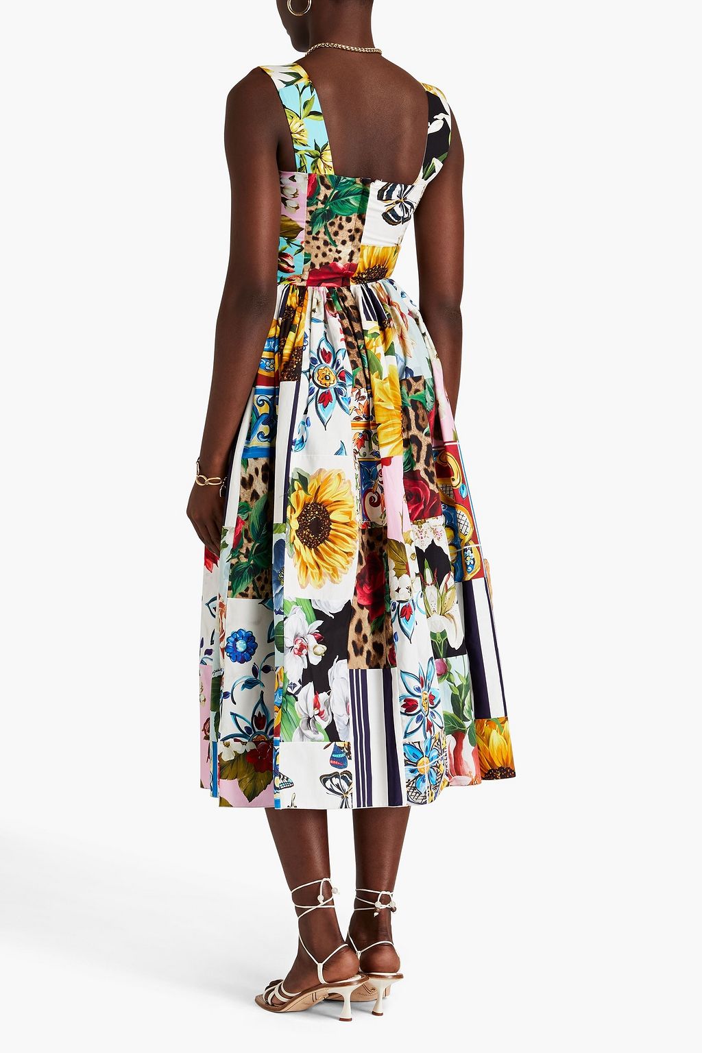 DOLCE&GABBANA Gathered printed cotton midi dress