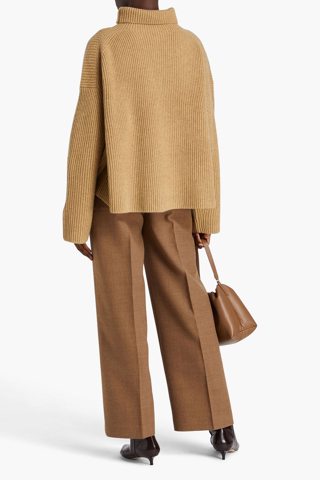 TOTEME Oversized ribbed wool and yak-blend turtleneck sweater