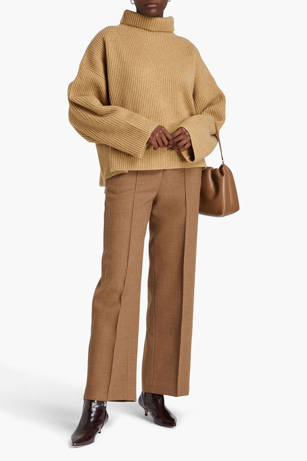 TOTEME Oversized ribbed wool and yak-blend turtleneck sweater